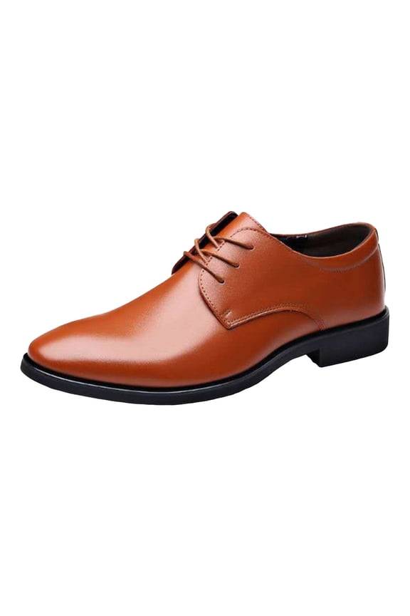Men's Oxford Formal Dress Shoes Comfortable Classic Lace Up Business Shoes Block Low Heel Walking Shoes