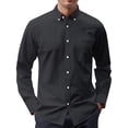 thumbnail image 1 of Men's Oxford Shirt Solid Casual Button Down Collar Shirts Long Sleeve Dress Polo Shirts with Pocket, 2XL, 1 of 7