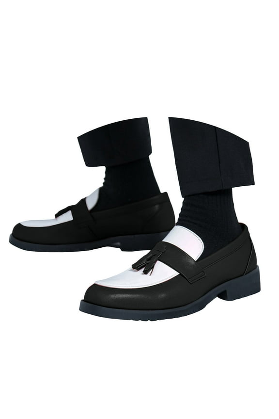 Men's Oxfords Dress Shoes 2025 Black White Color Blocking Fashion Casual Leather Slip on Penny Loafers