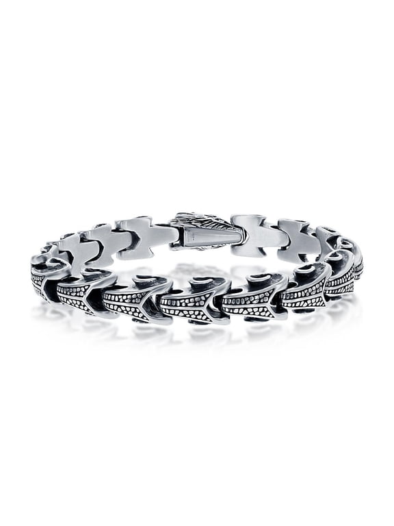 Mens Oxidized Dragon Scale Link Bracelet | Stainless Steel 8.5 Bracelet | Fashion Jewelry for Men/Fathers Day