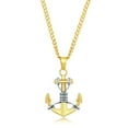thumbnail image 1 of Men’s Oxidized Solid 3D Gold & Silver Anchor Pendant Necklace | Stainless Steel 24” Curb Link Chain Nautical Necklace | Sailor Jewelry for Men, 1 of 6