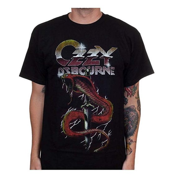 Ozzy Osbourne Men's Vintage Snake T-Shirt (X-Large, Black)