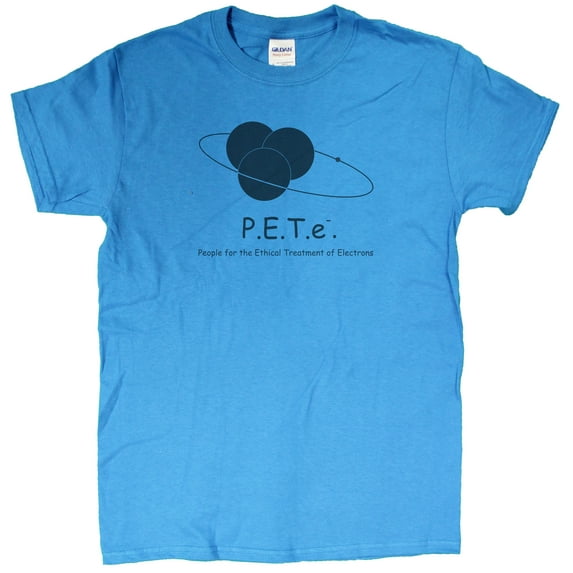 Men's P.E.T.e. "People For The Ethical Treatment of Electrons" Funny T-Shirt (Sapphire, X-Large)