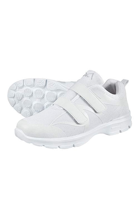 Men’s PACER Ultra-Lightweight Mesh Sneakers – Breathable, Casual Hook-and-Loop Shoes | White, Size 6.5, Medium B/C