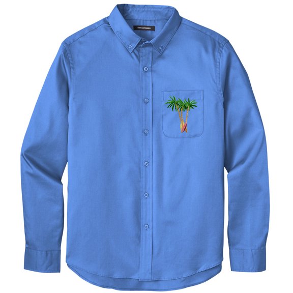 Men's PALM TREES with SURFBOARDS PATCH Twill Shirt with Pocket, 4XL Ultramarine Blue