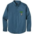 thumbnail image 1 of Men's PALM TREES with SURFBOARDS PATCH Twill Shirt with Pocket, Extra-Small Regatta Blue, 1 of 2