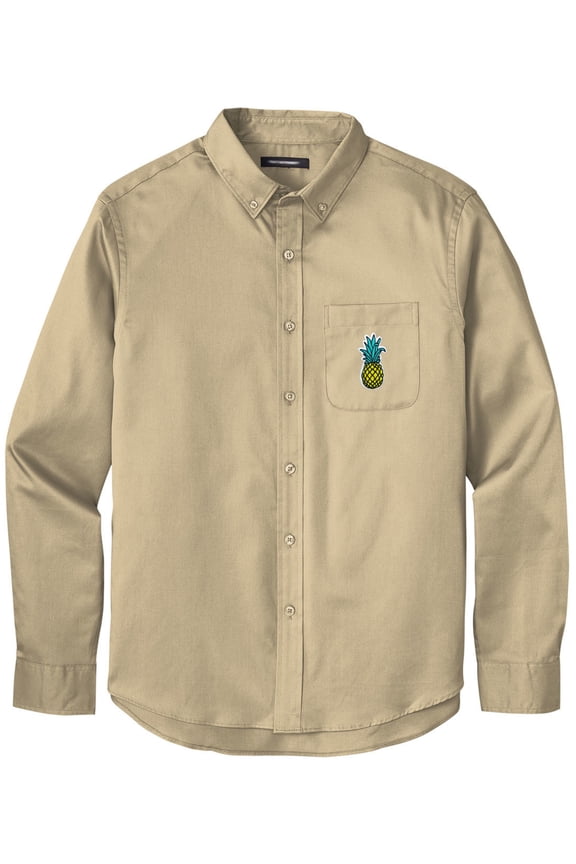 Men's PINEAPPLE PATCH Twill Shirt with Pocket, 2XL Wheat