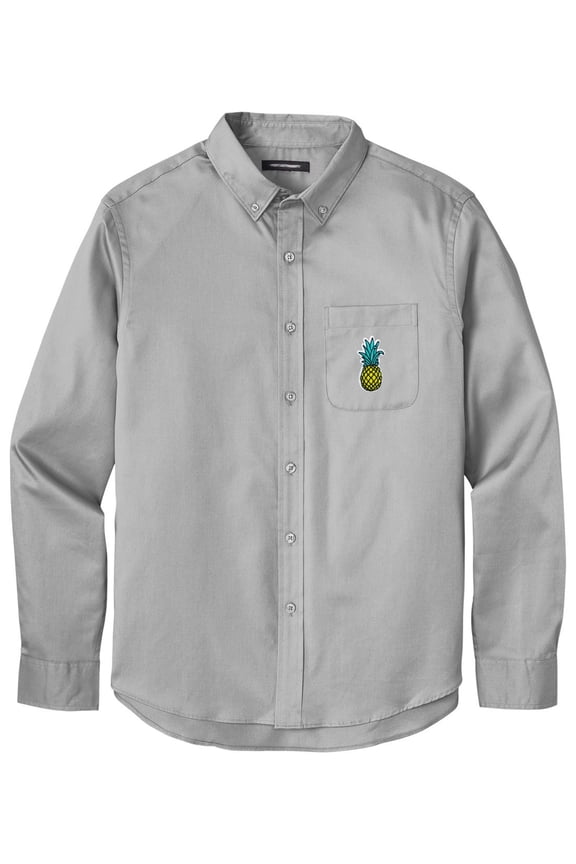 Men's PINEAPPLE PATCH Twill Shirt with Pocket, Extra-Small Gusty Grey