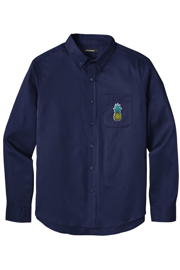 Men's PINEAPPLE PATCH Twill Shirt with Pocket, Medium Navy Blue