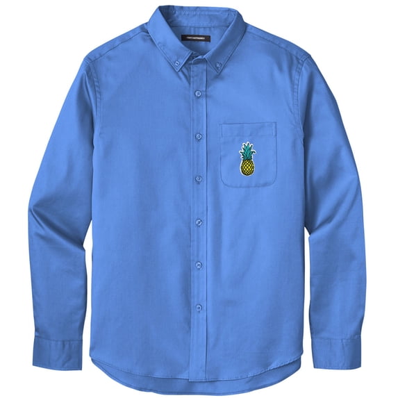 Men's PINEAPPLE PATCH Twill Shirt with Pocket, Medium Ultramarine Blue
