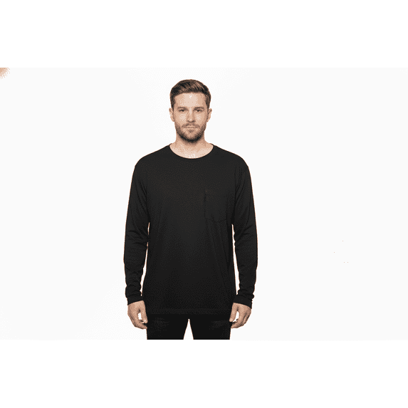 Men’s POCKET TEE Heavyweight Long Sleeve T-Shirt – 100% Cotton Workwear Crew Neck