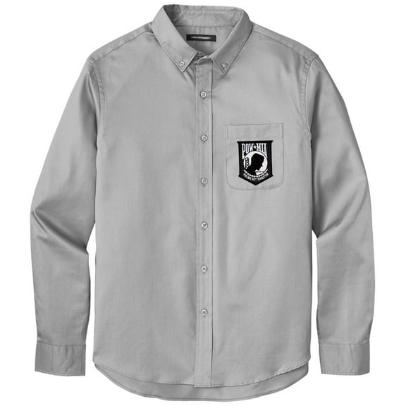 Men's POW MIA PATCH Twill Shirt with Pocket, 4XL Gusty Grey