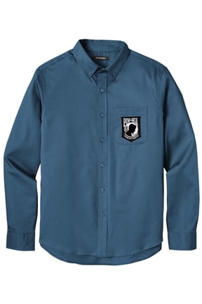 Men's POW MIA PATCH Twill Shirt with Pocket, Small Regatta Blue
