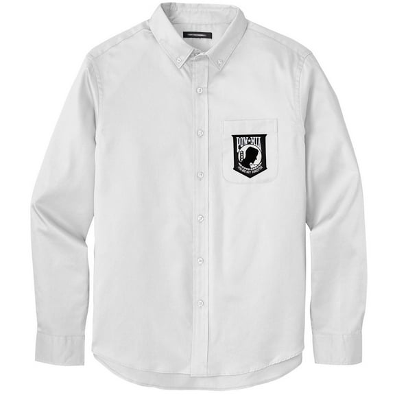 Men's POW MIA PATCH Twill Shirt with Pocket, Small White