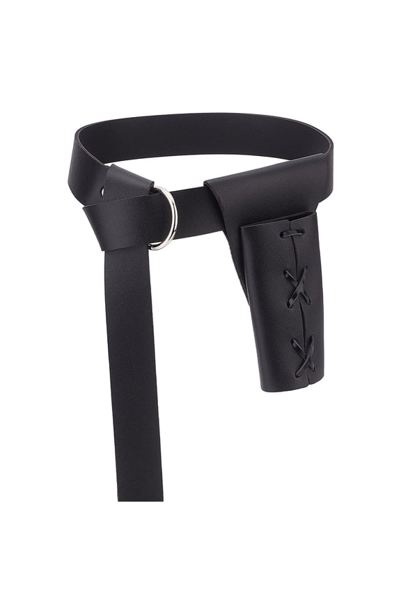 Men's PU Leather Belt Sword Dagger Frog Case Sword Holster Waist Belt Black 73-1/4 inch(186cm) 1Set