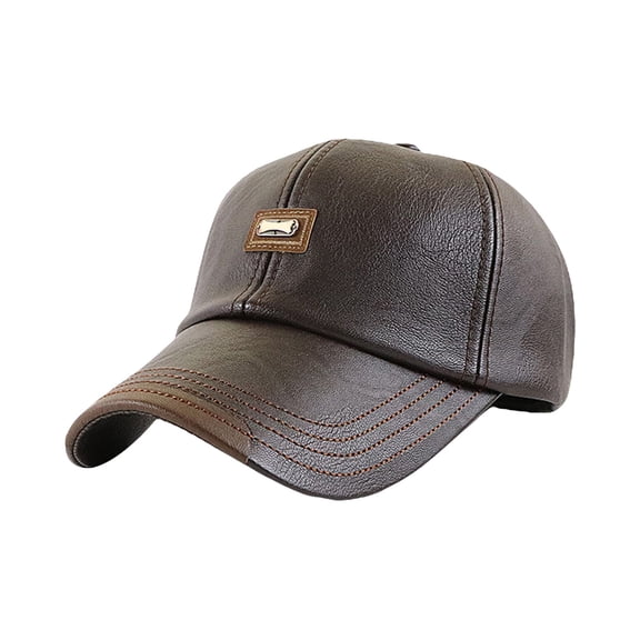 Men's PU Leather Casual Baseball Cap For The Elderly Outdoor Warm Duck Cap