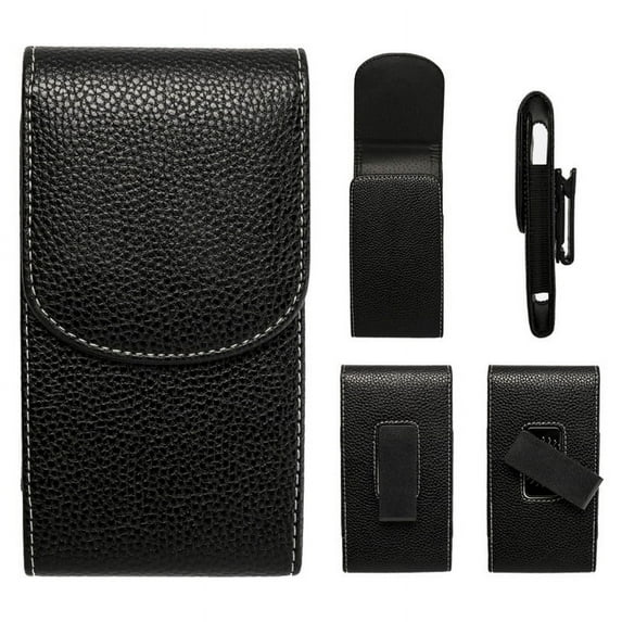 Men's PU Leather Cell Phone Belt Clip Holster Cover Vertical Case Outdoor Waterproof Vintage Waist Storage Bag, 6x3"