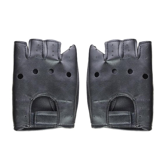 Men's PU Leather Fingerless Gloves, Punk Biker Motorcycle Mittens, Retro Steampunk Dance Gloves