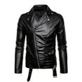 thumbnail image 1 of Men's PU Leather Jacket Causal Belted Faux Leather Motorcycle Jacket Zipper Biker Coat,Leather Jackets for Men Slim Fit Plus Size, 1 of 8