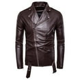 thumbnail image 1 of Men's PU Leather Jacket Causal Belted Faux Leather Motorcycle Jacket Zipper Biker Coat,Leather Jackets for Men Slim Fit Plus Size, 1 of 8