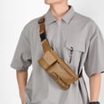 thumbnail image 1 of Men’s PU Leather Waist Bag, Multi-Pocket Business Crossbody Chest Bag with Adjustable Strap, Large Capacity Travel Belt Bag for Phone and Accessories, 1 of 6