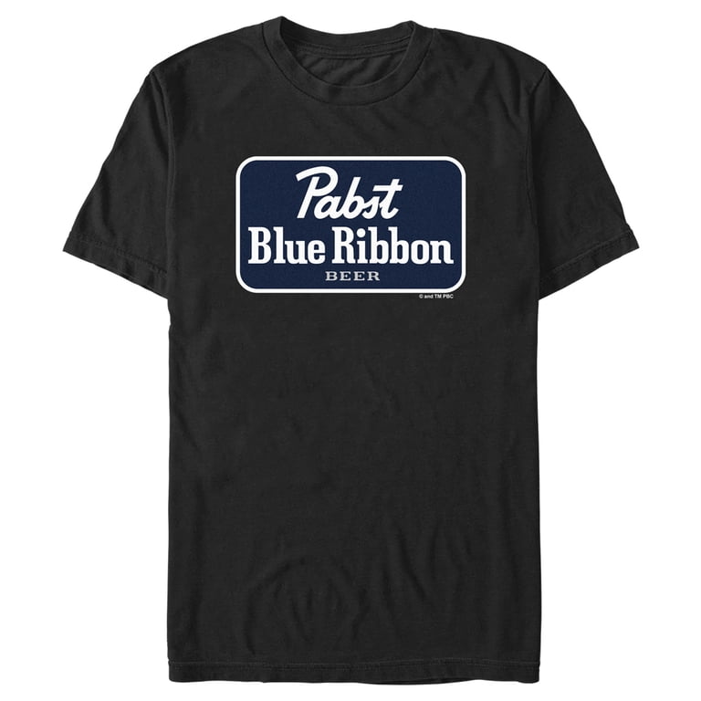 Men's Pabst Blue Ribbon Label Logo Graphic Tee Black Large