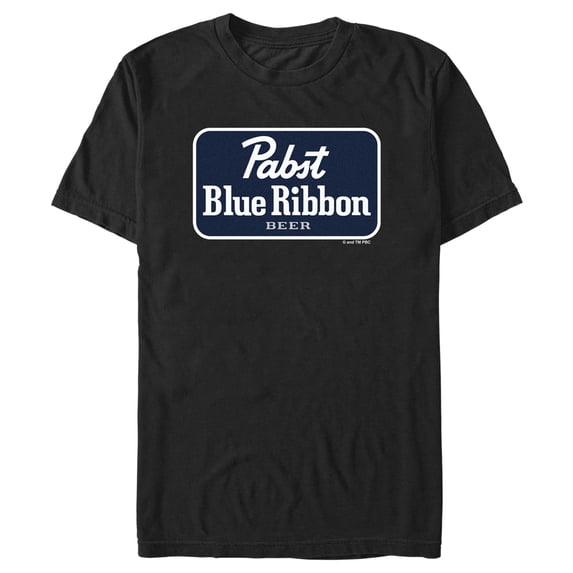 Men's Pabst Blue Ribbon Label Logo Graphic Tee Black Medium