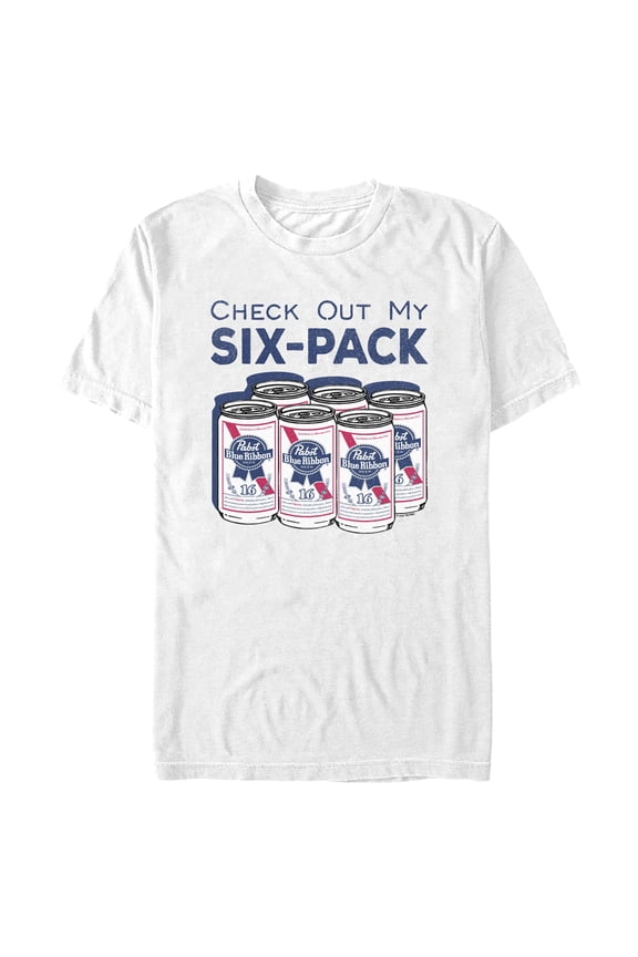 Men's Pabst Check Out My Six-Pack Graphic Tee White 2X Large