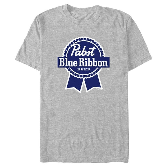 Men's Pabst Dark Blue Ribbon Logo  Graphic Tee Athletic Heather 3X Large