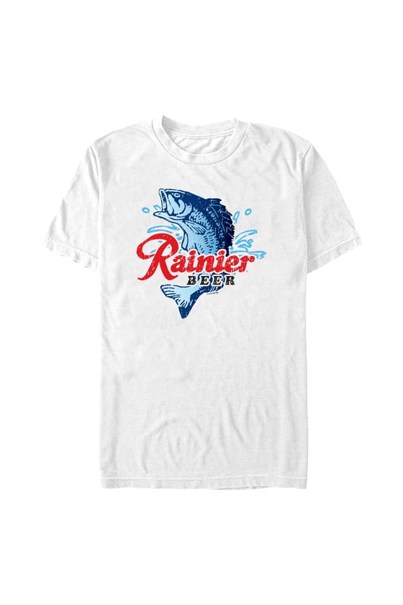 Men's Pabst Fishing Logo Graphic Tee White Medium