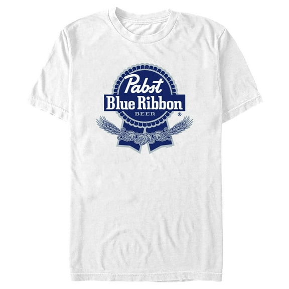 Men's Pabst Hops Blue Ribbon Logo  Graphic Tee White Small