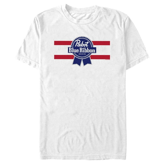 Men's Pabst Red Stripe Blue Ribbon Graphic Tee White X Large