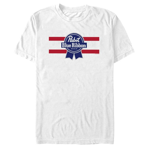 Men's Pabst Red Stripe Blue Ribbon Graphic Tee White X Large