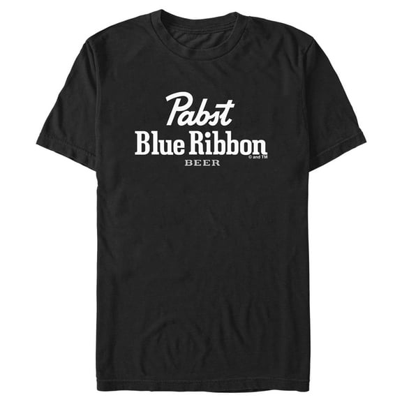 Men's Pabst White Beer Logo  Graphic Tee Black Medium