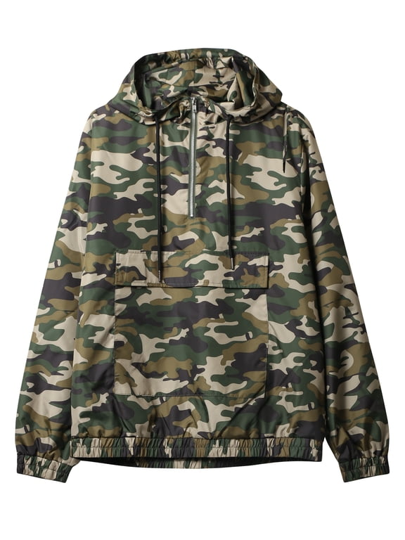 Men's Pack-N-Go Hooded Windbreaker Zip Anorak Pullover