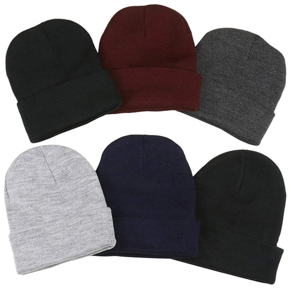 Men's Pack of 6 Soft Stretchy Beanies