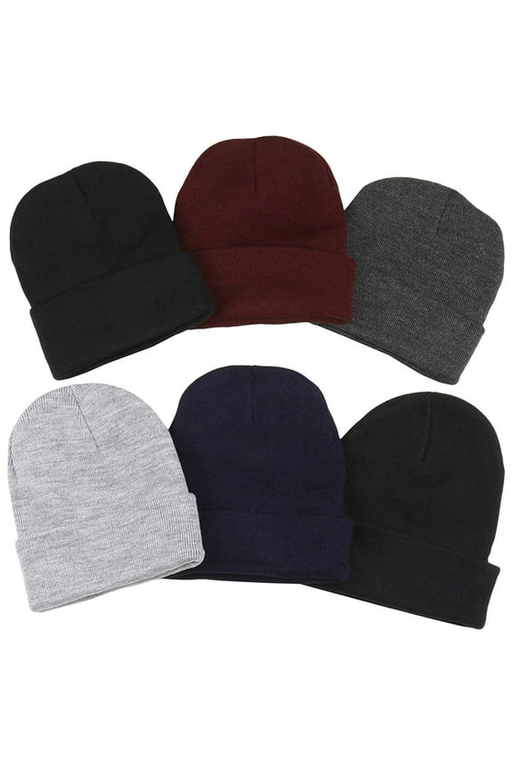 Men's Pack of 6 Soft Stretchy Beanies