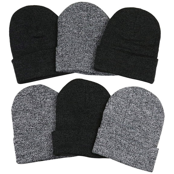 Men's Pack of 6 Soft Stretchy Beanies