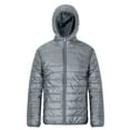 thumbnail image 1 of Men's Packable Down Alternative Jacket Hooded Lightweight Puffer Jacket for Travel Outdoor Hiking Liight Grey Size M, 1 of 7