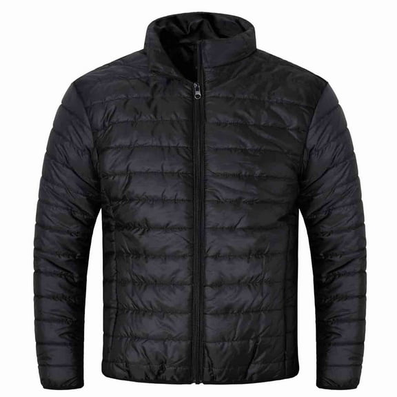 Men's Packable Down Alternative Jacket Winter Warm Puffer Jacket Water Resistant Hiking Camping Black Size 2XL