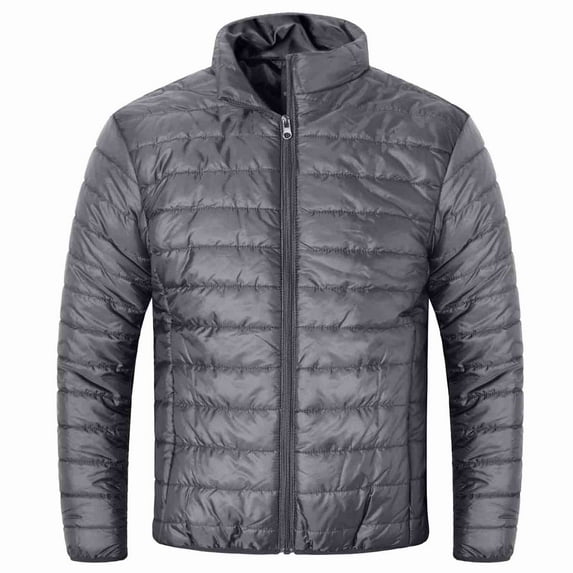 Men's Packable Down Alternative Jacket Winter Warm Puffer Jacket Water Resistant Hiking Camping Dark Grey Size S