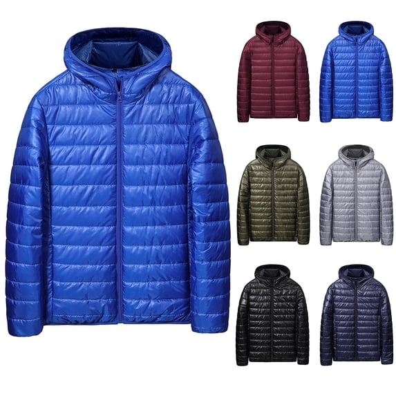 Men's Packable Puffer Jacket Lightweight Warm Winter Puffy Coats Windproof Insulated Jacket for Casual Hiking Travel Red 3XL