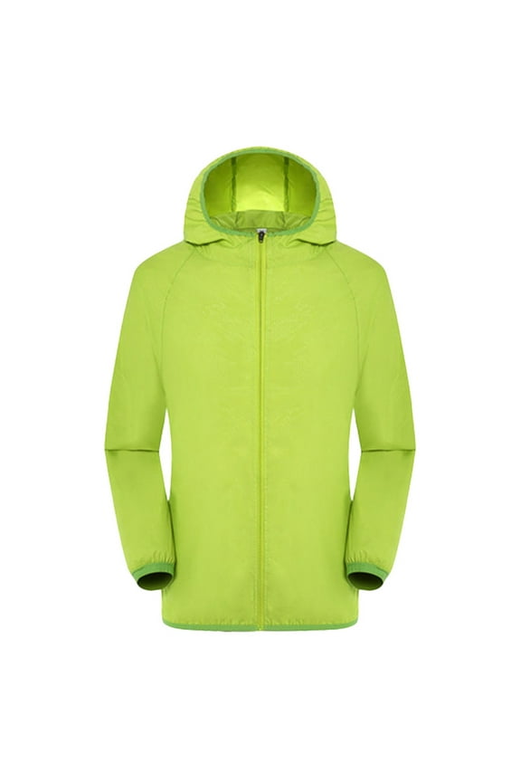 Men's Packable Rain Jacket Lightweight Long Sleeve Hooded Sun Protector Cycling Skin Suit Outdoor Fishing Hiking Rain Jacket,Green,M