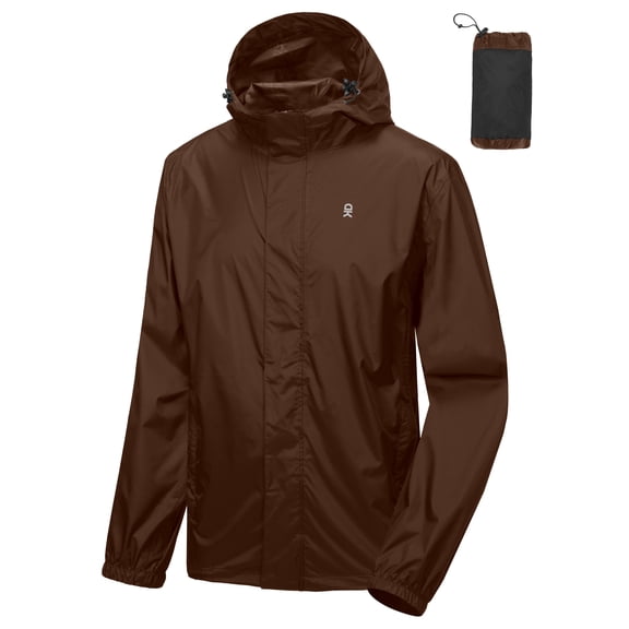 Men's Packable Rain Jacket Windbreaker Waterproof Lightweight Rain Coat with Hood for Golf Cycling Hiking Red 2XL