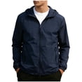 thumbnail image 1 of Men's Packable Windproof Lightweight Windbreaker Sun Protection Full Zip Hooded Shell Jacket with Zip Pockets for Outdoor Running Cycling, 1 of 9