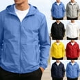thumbnail image 1 of Men's Packable Windproof Lightweight Windbreaker Sun Protection Full Zip Hooded Shell Jacket with Zip Pockets for Outdoor Running Cycling, 1 of 9