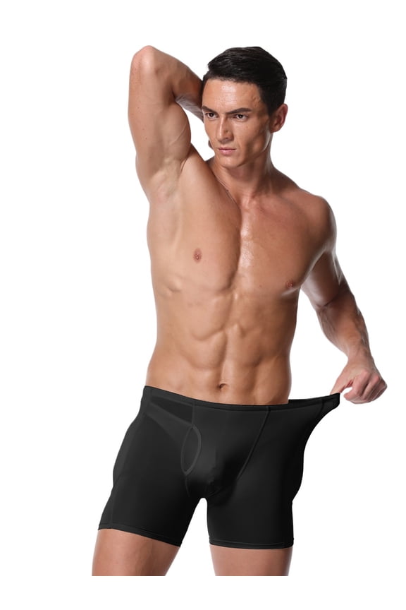 Men's Padded Butt Lifter Boxer Briefs - Front Pouch Opening Sexy Hip Enhancer Shapewear Shorts for Daily Wear
