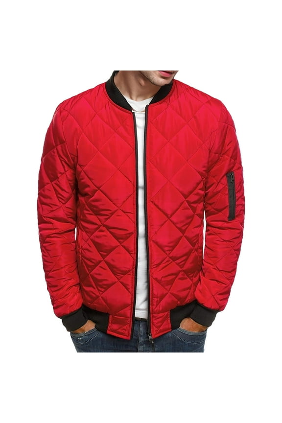 Men's Padded Jackets Winter Full Zipper Outwear Casual Windproof Warm Coat Clothes