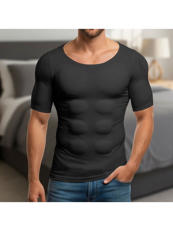 Men's Padded Muscle Shirt Underlayer Top – Slim Fit Enhancing Undershirt Available in Sizes S to XL, Perfect for Daily Wear and cosp^lay Events