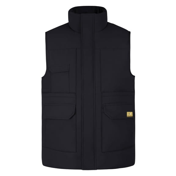 Men's Padded Puffer Vest Outdoor Water-Resistant Winter Vest for Men With 11 Cargo Pockets